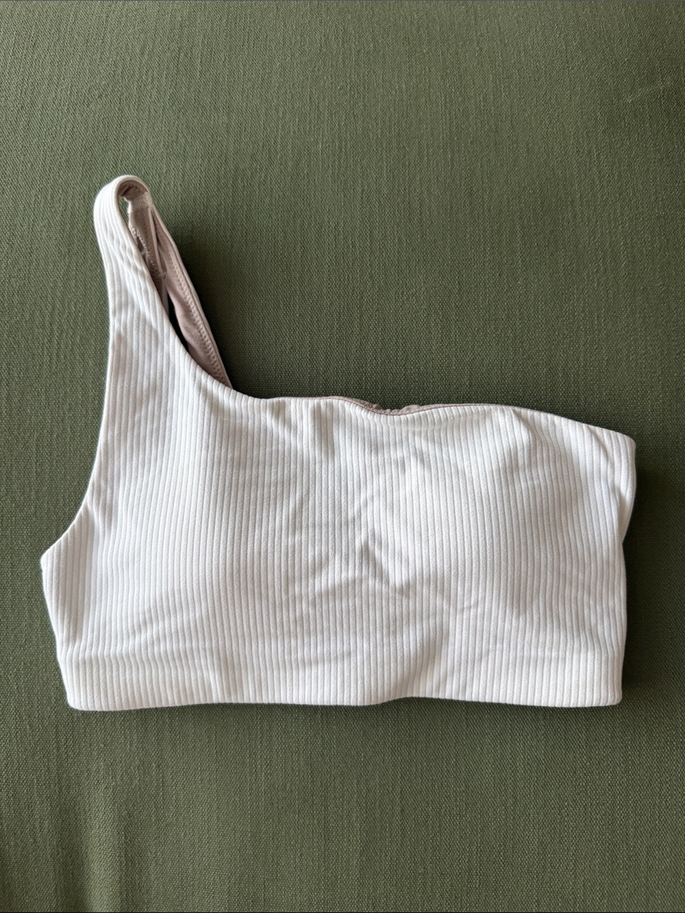 Lululemon Ribbed Nulu
Asymmetrical Yoga Bra - Light
Support A/B | Size 4, White